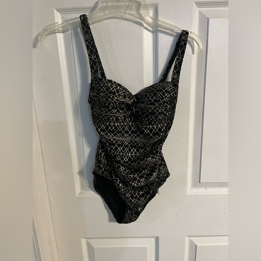 Black and Gold Kids One Piece Swimsuit